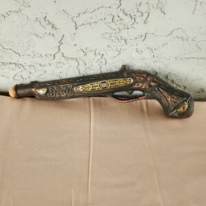 Rare Russian Pistol Decanter – Ornate Vintage Brandy Bottle, Statement Bar Cart